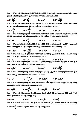 Đề trắc nghiệm Chương 1 môn Hình học Lớp 12